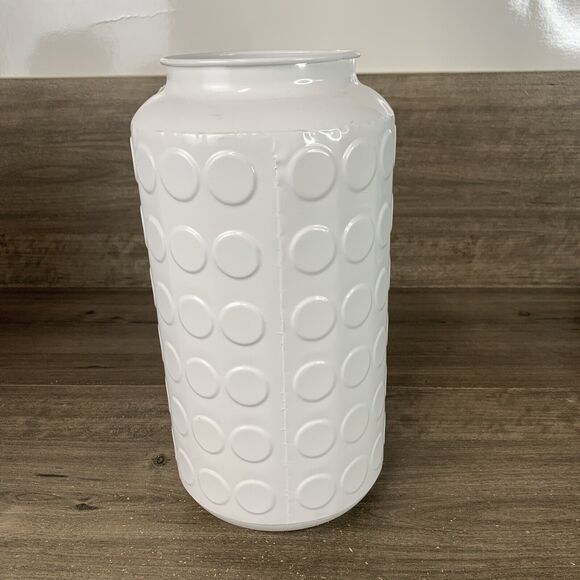 Nordstrom Rack Metal Jar Design Vase With Embossed Spotted Design, White - Picture 5 of 12